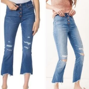 Madewell Cali Demi Boot Button Fly  Distressed Crop Jeans 27 Waist